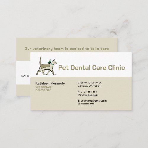 Pet Dental Care Clinic   Veterinary Dentistry Appointment Card