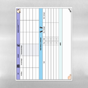 Pet Diet Tracker   Weight & Feeding Schedule Magnetic Dry Erase Sheet