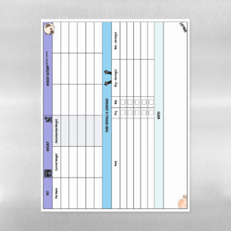 Pet Diet Tracker | Weight & Feeding Schedule Magnetic Dry Erase Sheet