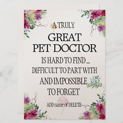 Pet doctor veterinarian Thank you Appreciation  Card