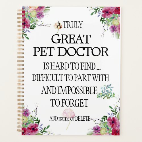 Pet doctor veterinarian Thank you Appreciation Planner