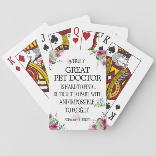 Pet doctor veterinarian Thank you Appreciation Poker Cards