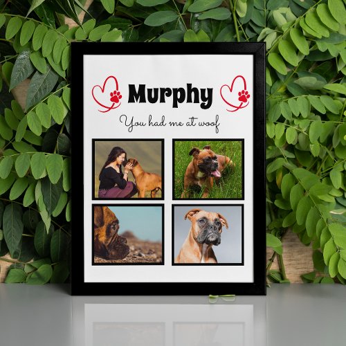 Pet dog 4 photo collage customize plaque