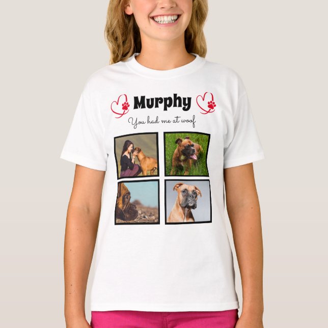 Pet dog 4 photo collage customize tshirt for girls (Front)
