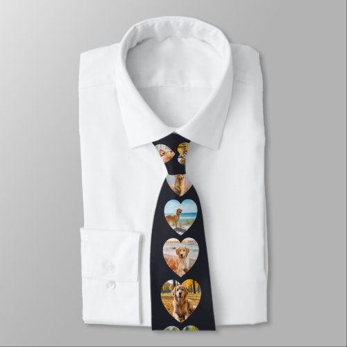 Pet Dog 6-Photo Collage Heart Frames Animal Lover Neck Tie