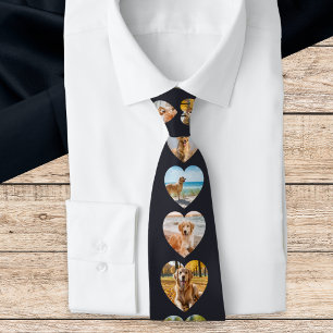 Pet Dog 6-Photo Collage Heart Frames Animal Lover Neck Tie