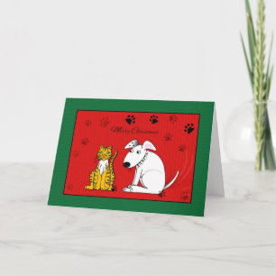 Pet Dog and Cat Christmas Card