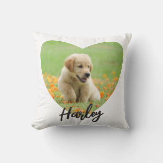 Pet Dog Animal Lover Heart Photo Simple Stylish Throw Pillow