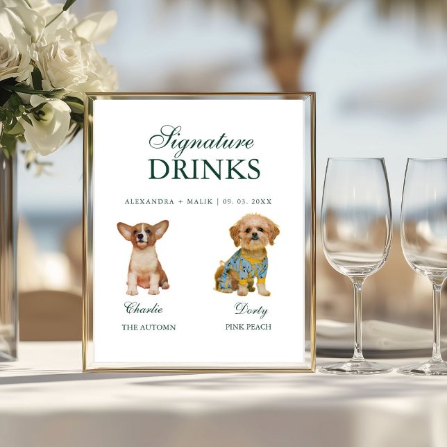 Pet Dog Calligraphy Signature Drink wedding sign (Creator Uploaded)