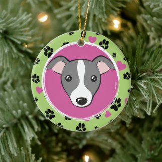 Pet dog cartoon /or your photo/ Green paw prints