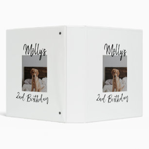 Pet dog cat animal birthday photo modern simple  3 ring binder