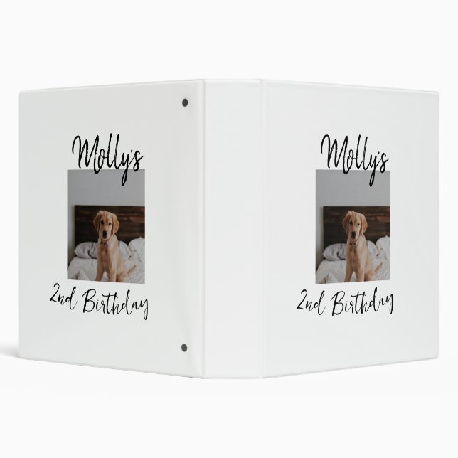 Pet dog cat animal birthday photo modern simple  3 ring binder (Background)