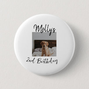 Pet dog cat animal birthday photo modern simple button