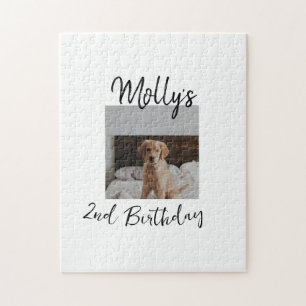 Pet dog cat animal birthday photo modern simple jigsaw puzzle