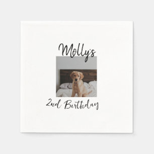 Pet dog cat animal birthday photo modern simple  napkins