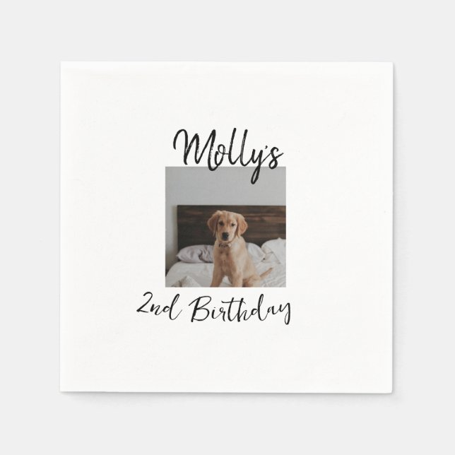 Pet dog cat animal birthday photo modern simple  napkins (Front)