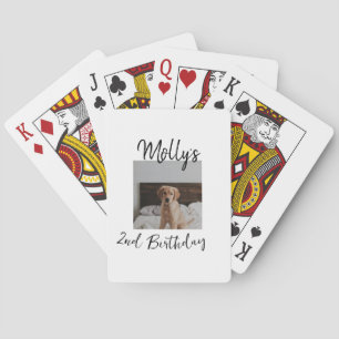 Pet dog cat animal birthday photo modern simple  poker cards