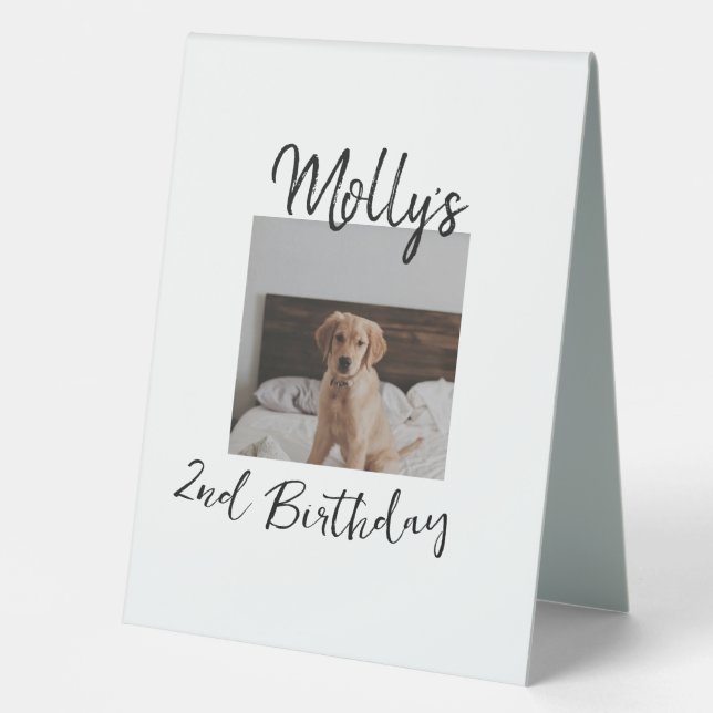 Pet dog cat animal birthday photo modern simple  table tent (Front)