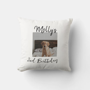 Pet dog cat animal birthday photo modern simple  throw pillow
