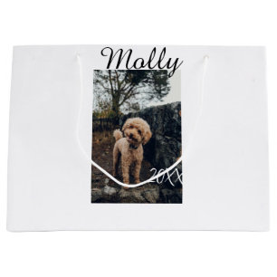 Pet dog cat animal birthday photo modern year date large gift bag