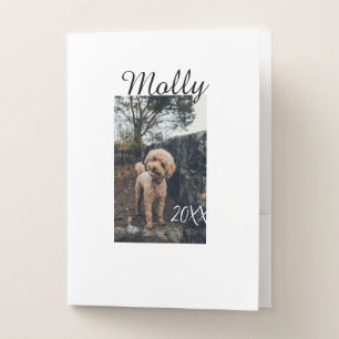 Pet dog cat animal birthday photo modern year date pocket folder