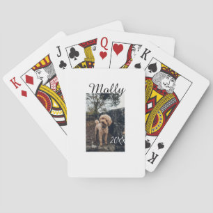 Pet dog cat animal birthday photo modern year date poker cards
