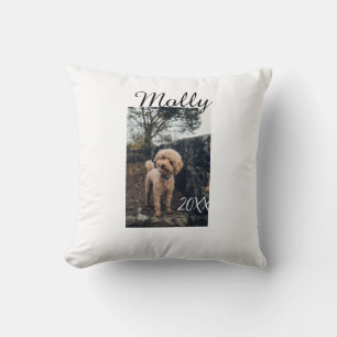 Pet dog cat animal birthday photo modern year date throw pillow