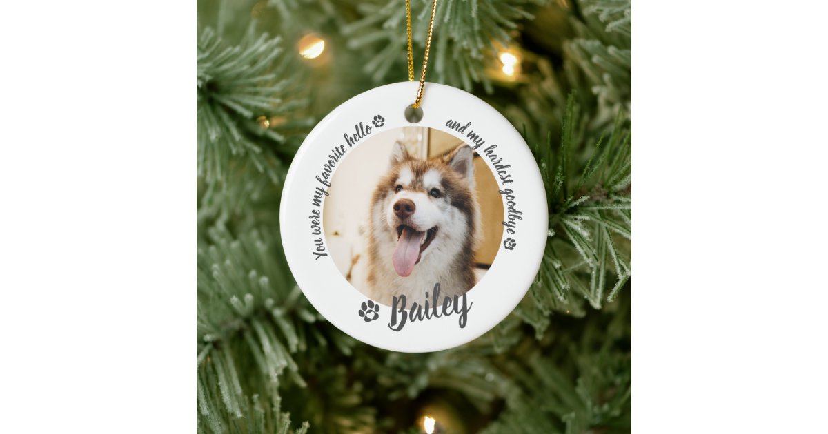 Pet Dog Cat Custom Photo Memorial Keepsake Ceramic Ornament | Zazzle