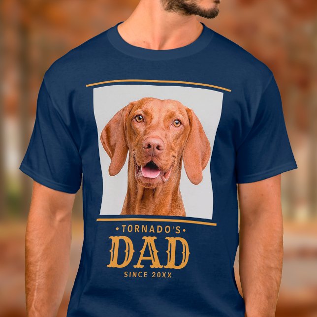 Pet Dog Cat Dad Since Year Personalized Photo T-Shirt (Pet Dog Dad T-Shirt)