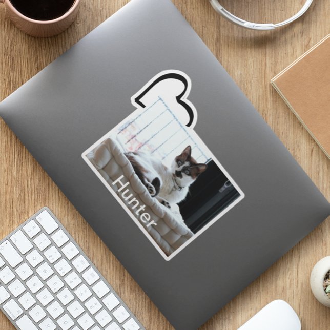 Pet Dog Cat Heart Custom Photo Template Sticker (Creator Uploaded)