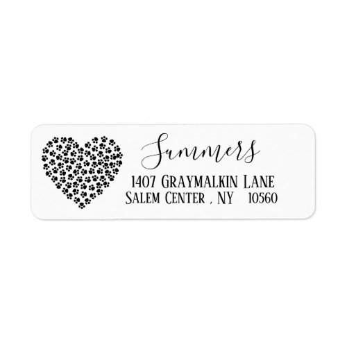 Pet Dog Cat Lover Owner Paw Heart  Address Label