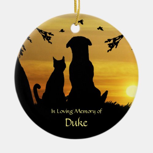 Pet Dog Cat Memorial Custom Name Spiritual Poem Ceramic Ornament