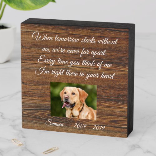 Pet Dog Cat Memorial Sympathy Custom Photo Wooden Box Sign