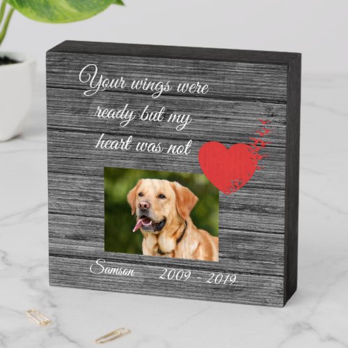 Pet Dog Cat Memorial Sympathy Custom Photo Wooden Box Sign