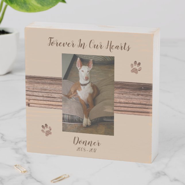 Pet Dog Cat Memorial Sympathy Custom Wooden Box Sign (In Situ Horizontal)