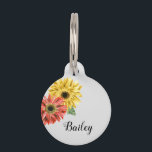 Pet Dog Cat Modern Gerbera Daisy Pretty ID Pet ID Tag<br><div class="desc">This design was created though digital art. It may be personalized in the area provided or customizing by choosing the click to customize further option and changing the name, initials or words. You may also change the text color and style or delete the text for an image only design. Contact...</div>