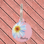 Pet Dog Cat Modern Pink Daisy Pretty ID Customize Pet ID Tag<br><div class="desc">This design was created though digital art. It may be personalized in the area provided or customizing by choosing the click to customize further option and changing the name, initials or words. You may also change the text color and style or delete the text for an image only design. Contact...</div>
