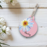 Pet Dog Cat Modern Pink Daisy Pretty ID Customize Pet ID Tag<br><div class="desc">This design was created though digital art. It may be personalized in the area provided or customizing by choosing the click to customize further option and changing the name, initials or words. You may also change the text color and style or delete the text for an image only design. Contact...</div>