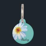 Pet Dog Cat Modern Pink Daisy Pretty ID Customize Pet ID Tag<br><div class="desc">This design was created though digital art. It may be personalized in the area provided or customizing by choosing the click to customize further option and changing the name, initials or words. You may also change the text color and style or delete the text for an image only design. Contact...</div>