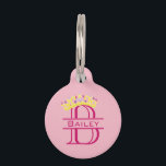 Pet Dog Cat Monogram Tag Crown Princess ID<br><div class="desc">This design was created though digital art. It may be personalized in the area provided or customizing by choosing the click to customize further option and changing the name, initials or words. You may also change the text color and style or delete the text for an image only design. Contact...</div>