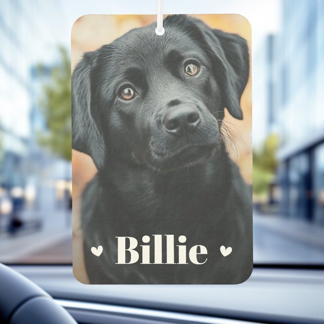 Pet dog cat name hearts two photos air freshener (Pet dog cat name hearts two photos air freshener)