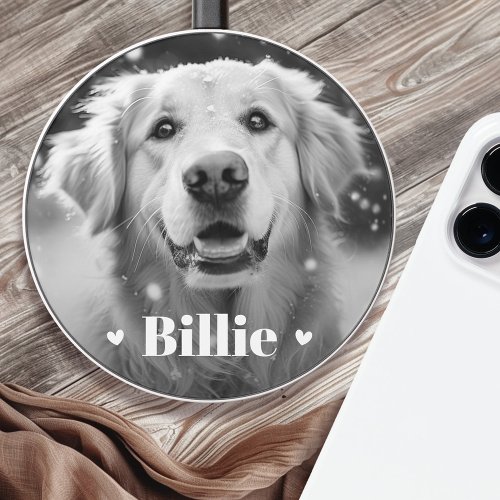 Pet dog cat name hearts wireless charger 
