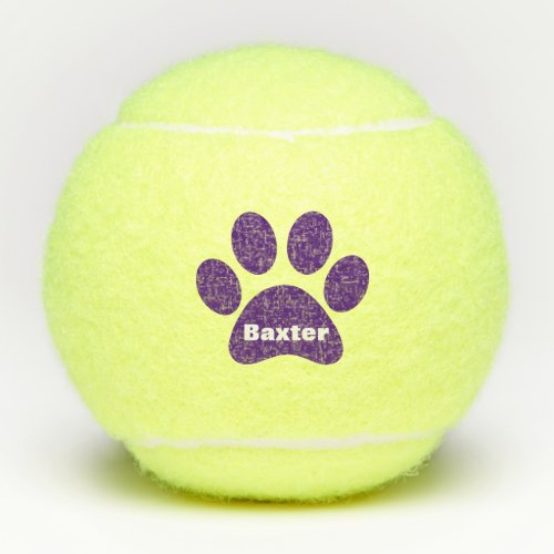 Pet Dog Cat Paw Print Name Personalized  Tennis Balls