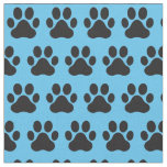 Pet Dog Cat Paw Prints Blue Black Fabric