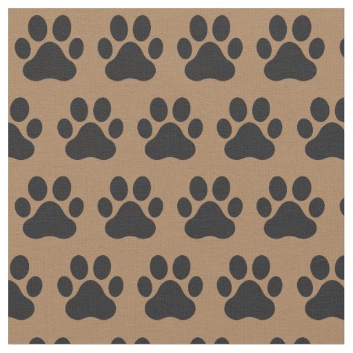 Pet Dog Cat Paw Prints Brown Black Fabric