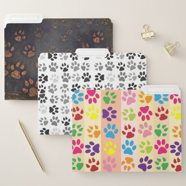 Pet Dog Cat Paw Prints File Folder (Set)