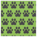Pet Dog Cat Paw Prints Green Black Fabric