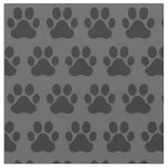 Pet Dog Cat Paw Prints grey  Black Fabric