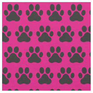 Pink Paw Prints Fabric | Zazzle