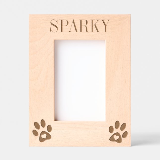Pet Dog Cat Paws Love Custom Name Engraved Frames (Front)